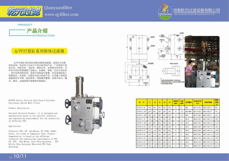 QPF2T-5.5B Dual Cylinder Continuous Switching Melt Filter